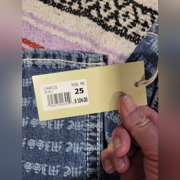 Miss Me 25×29 low rise skinny Blue Patterned low rise Skinny Jeans - Picture 6 of 16